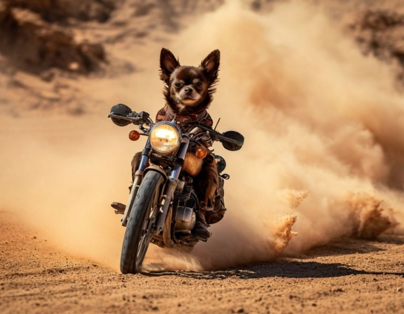 Create meme: a dog in a helmet, biker dog, motorcycle 