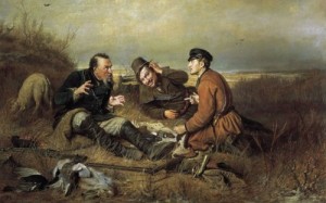 Create meme: hunting stories, Perov hunters, Perov, Vasily Grigorievich