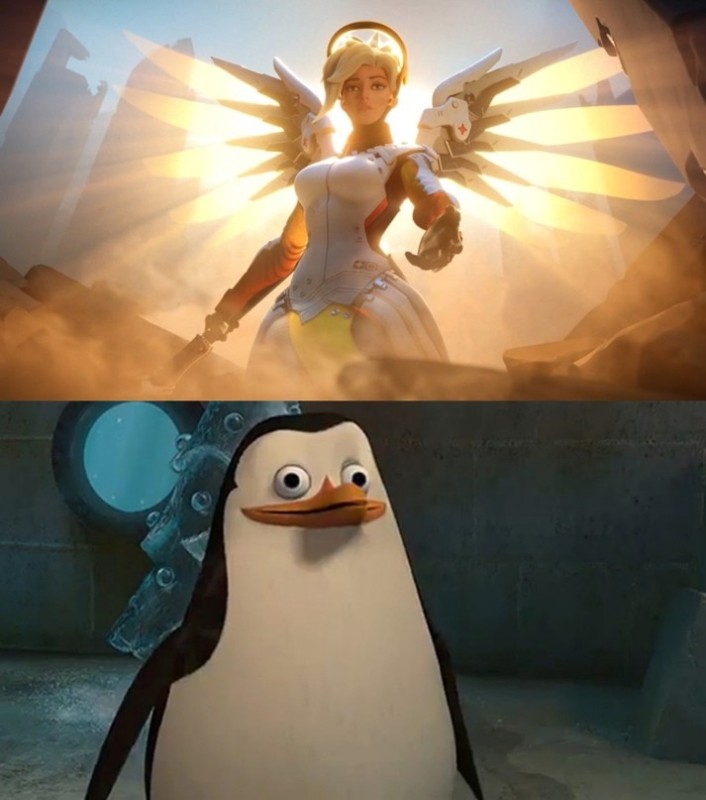 Создать мем: пингвины из мадагаскара, овервотч, overwatch ангел
