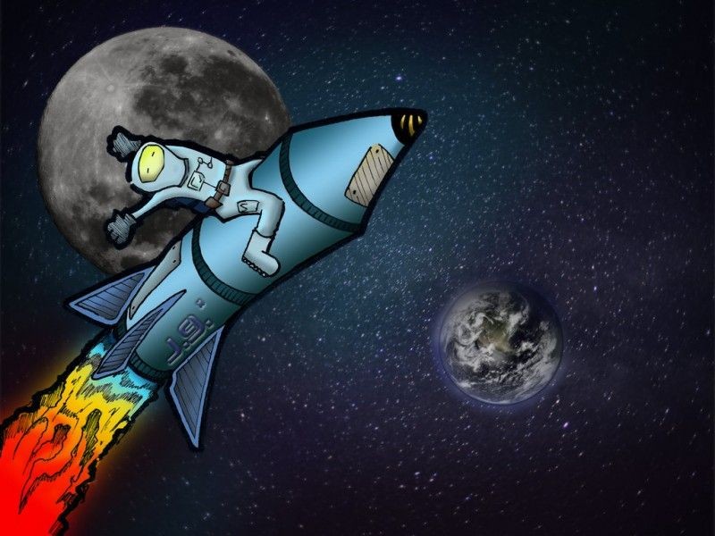 Create meme: a rocket is flying to the moon, rocket, rocket to the moon