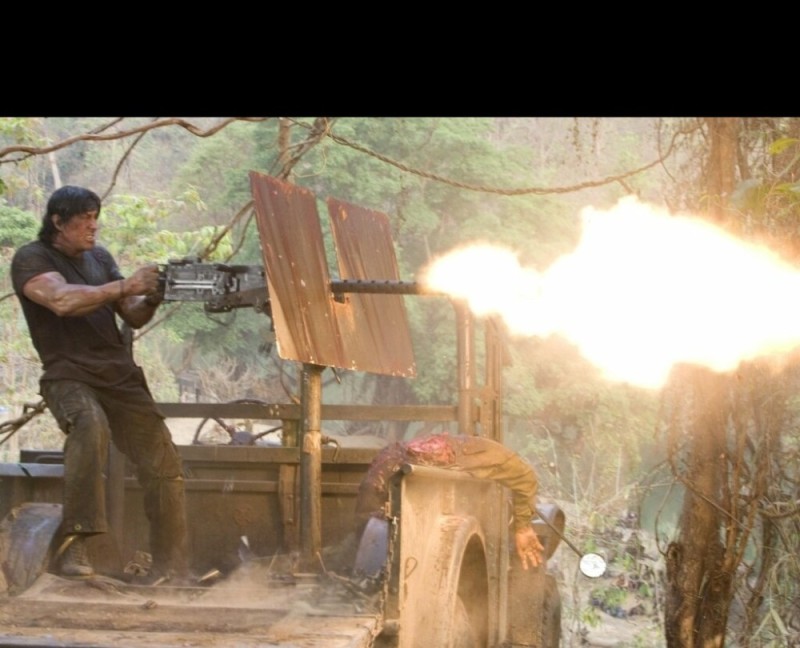 Create meme: shoot, Rambo fires a machine gun, John Rambo 