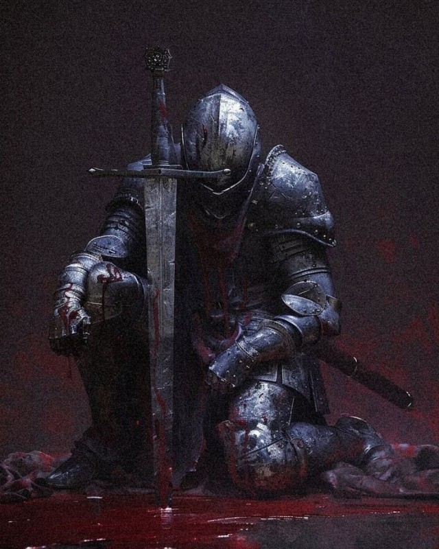 Create meme: Knights, dark souls knight kneels, knight with sword 