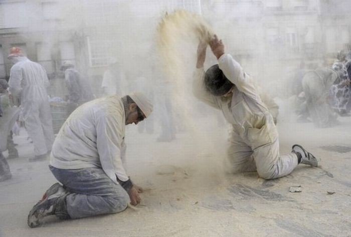 Create meme: the man in the dust, flour dust, The man in the flour