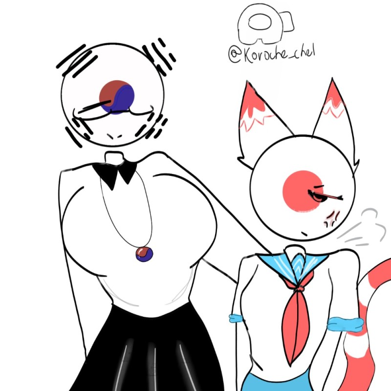 Создать мем: кантрихьюманс, countryhumans южная корея, казахстан и корея контрихуманс шип