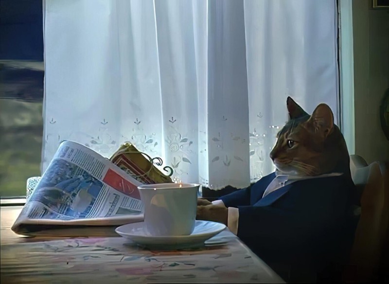 Create meme: cat , cat with newspaper meme, the cat table meme