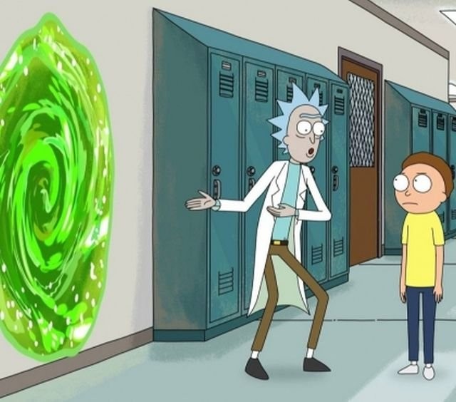 Create meme: Rick and Morty meme adventure 20 minutes, Rick and Morty's portal, Morty adventure for 20 minutes