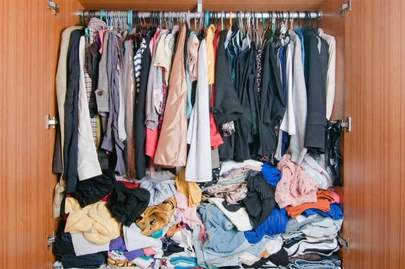 Create meme: wardrobe with clothes, things in the closet, a mess in the closet with clothes