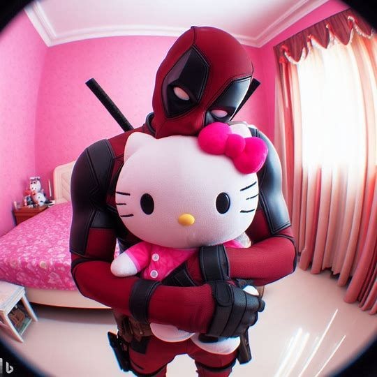 Create meme: Deadpool with Hello Kitty, Little deadpool, Deadpool with a heart