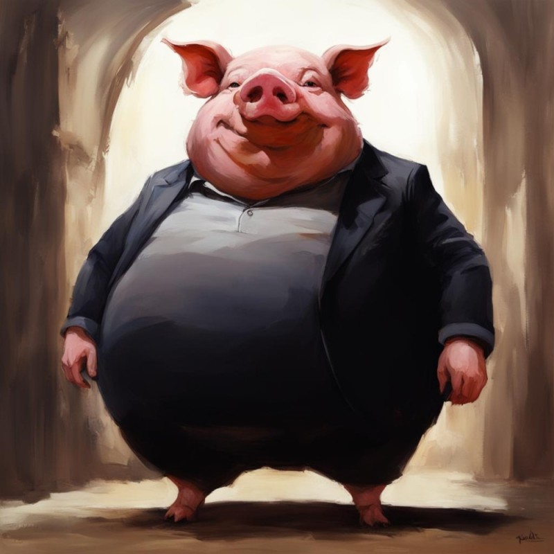 Create meme: pig , pig art, pig in a suit