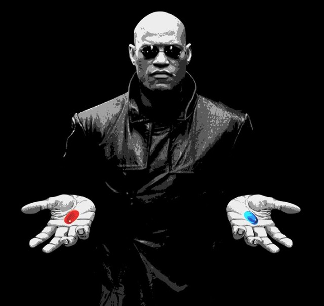 Create meme: Morpheus , red and blue pill, morpheus pills
