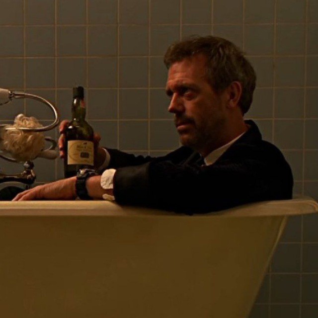 Create meme: Hugh Laurie , Dr. house , Dr. House in the bathtub