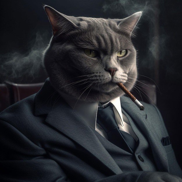 Create meme: cat with a cigarette, kitty , seals 