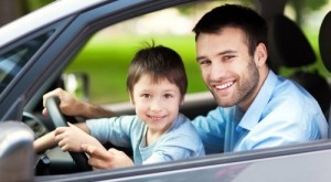 Create meme: happy family, car rental, a car