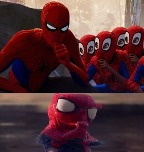 Create meme: Spiderman universes through 2018, spider-man through the universe, spider-man cartoon universes through 2018