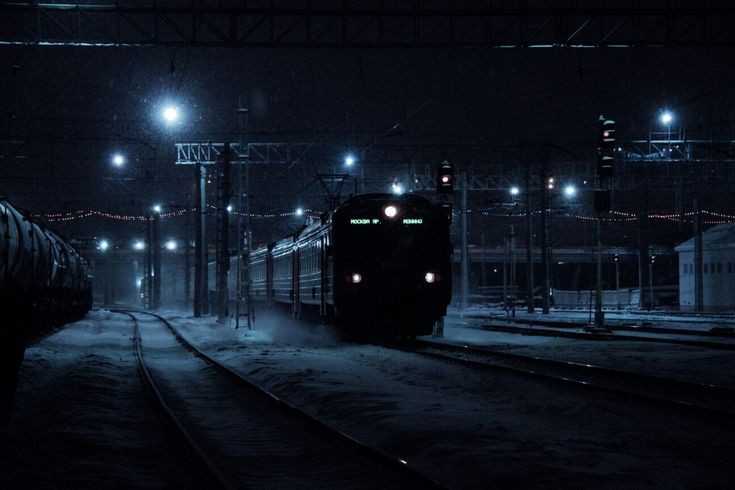 Create meme: night train, train at night, Train painting