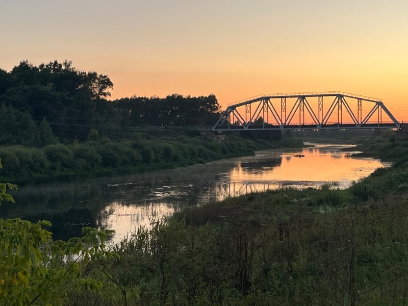 Create meme: river bridge, Kursk Red Bridge, red bridge Kursk