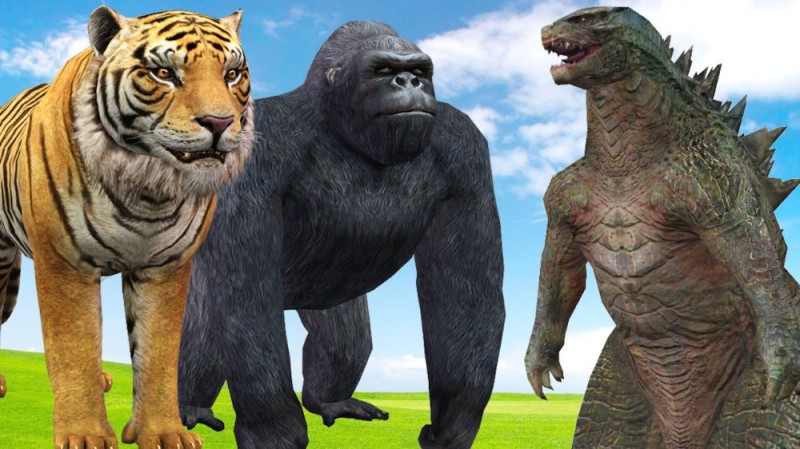 Create meme: gorilla vs tiger, giant gorilla, Godzilla vs king Kong