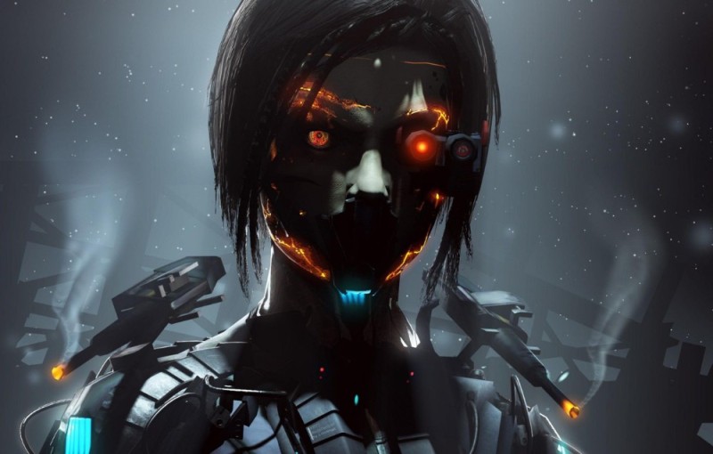 Create meme: cyborg girl art, robot cyborg art, cyborg girl