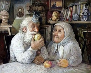 Create meme: my grandparents, spiritual paintings of Russian artists about grandparents, grandparents pictures