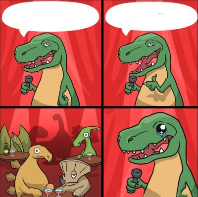 Create meme: meme dinosaur stand-up, dinosaur meme, dinosaur standafer meme