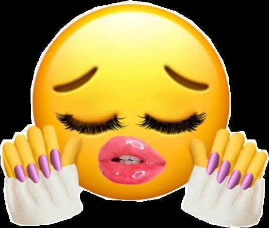 Create meme: smiley face with nails and eyelashes, emoji with nails and lips, smiley face with lips