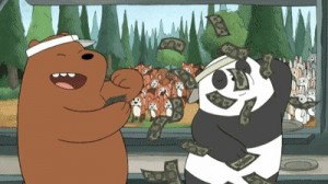 Создать мем: Вся правда о медведях, we bare bears money, we bare bears gif гиф