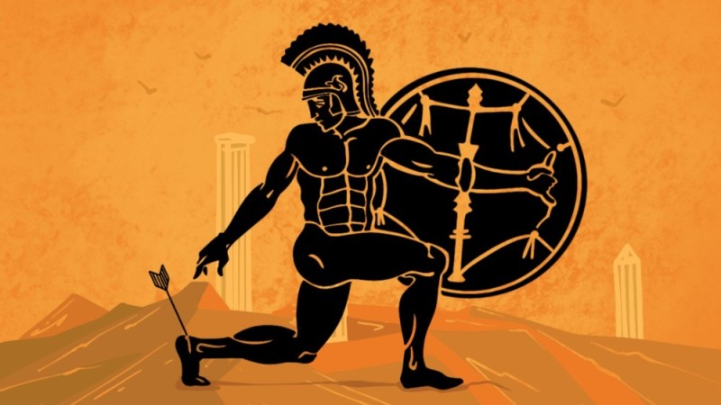 Create meme: achilles' heel, the myth of the achilles heel, achilles' heel drawing