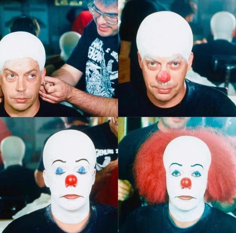 Create meme: Clown A 4 without makeup, Tim Curry 1990, Tim Curry the Clown