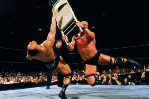 Create meme: pro wrestling, royal rumble 1997, wwe curb stomp