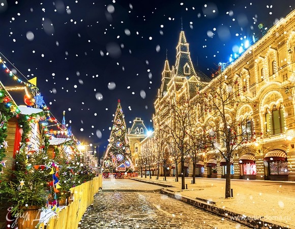 Создать мем: новогодние улицы москвы кремль, красная площадь новый год, новогодний город
