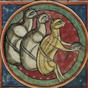 Create meme: manuscript, cats in medieval miniatures, suffering middle ages cats