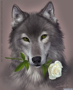 Create meme: wolf ava, photo of wolf on the Ave, wolf and flowers