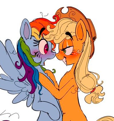 Create meme: Applejack and Rainbow Dash, pony , Applejack and the rainbow