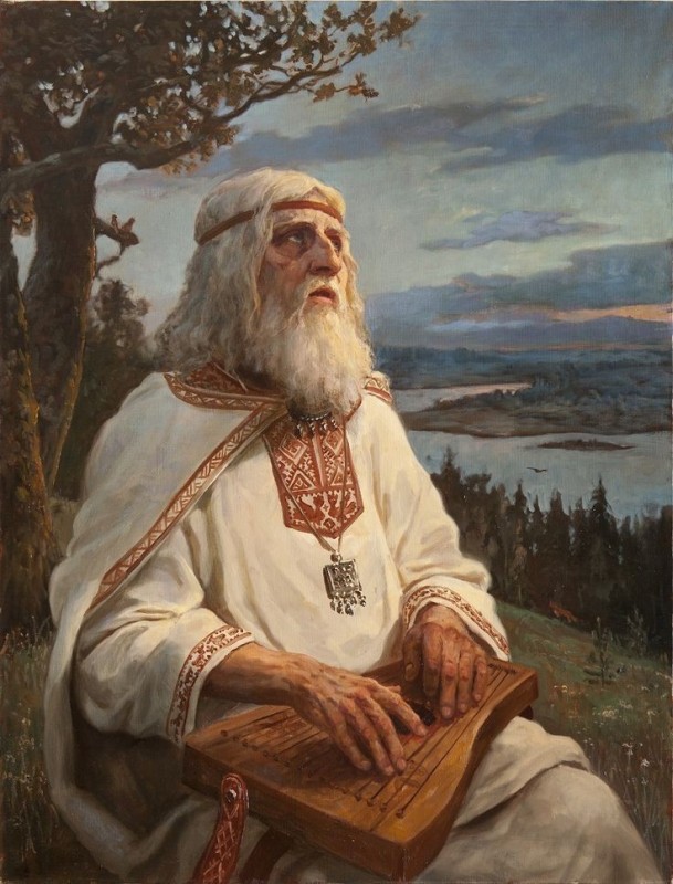 Create meme: guslar, paintings by andrey shishkin, the Slavic elder