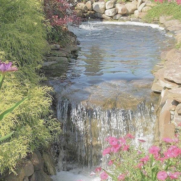 Create meme: waterfall in the garden, waterfall in the pond, garden waterfall