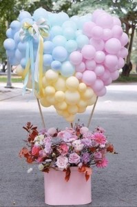 Создать мем: букет из воздушных шаров, розовые воздушные шары, шары пастельных тонов