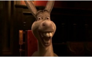 Create meme: donkey from Shrek smiling, donkey Shrek