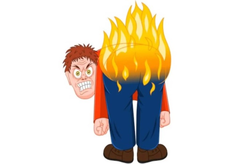 Create meme: The man with the burning fart, feet , burning ass