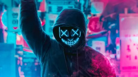 Create meme: the guy in the neon mask, The man in the neon mask, mask neon