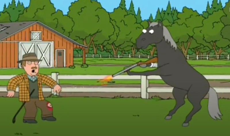 Create meme: Shoot the griffins' horse, Family guy horse, Peter Griffin 