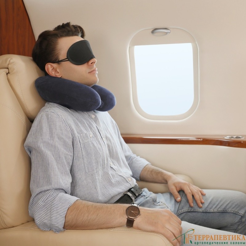 Create meme: pillow for sleep on the plane, flight pillow with mask and earplugs for sleeping, pillow transport