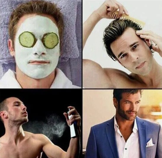 Create meme: A man is going to meme, funny face masks, memes about preparing for summer