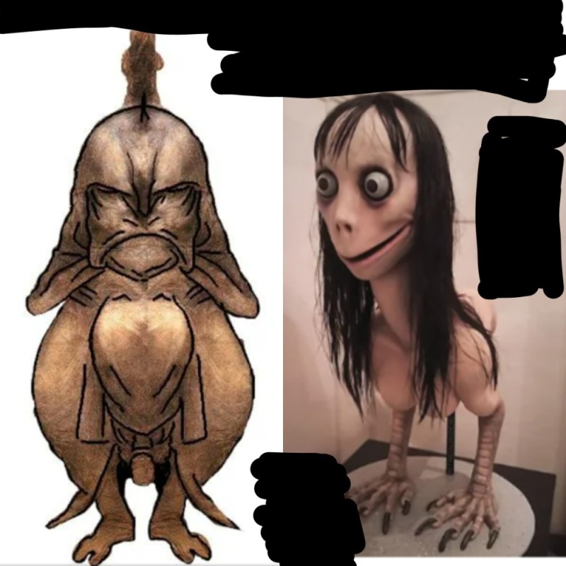 Create meme: statue of Momo, Momo terrible, Momo is a monster