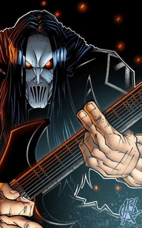 Create meme: mick thomson slipknot, Mick Thomson, heavy metal skeletons