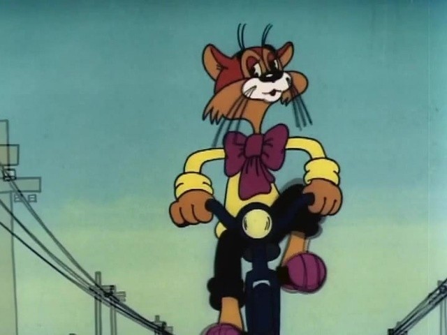 Create meme: cartoon cat leopold, Leopold the Cat's Walk 1982, Leopold the cat pedaling