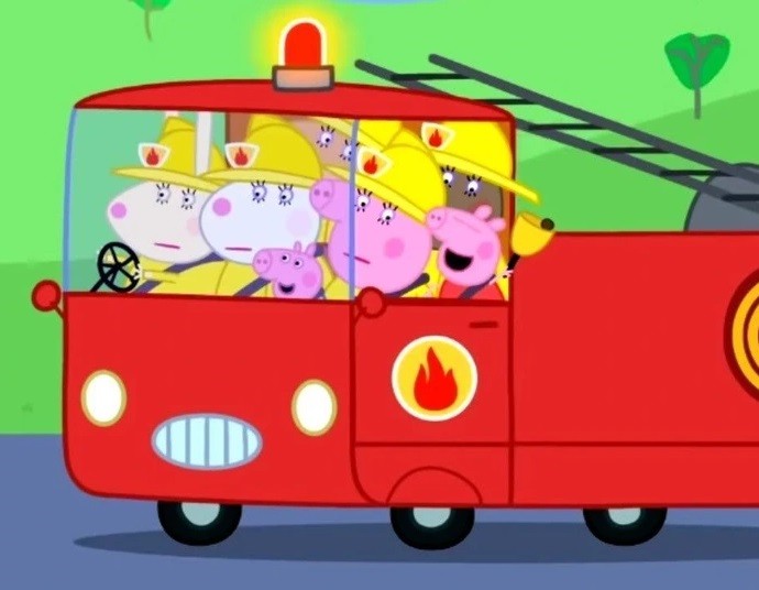 Create meme: Peppa pig the fireman, cartoons of peppa pig, peppa pig machine