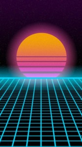 Create meme: synthwave, neon sunset, glitch art