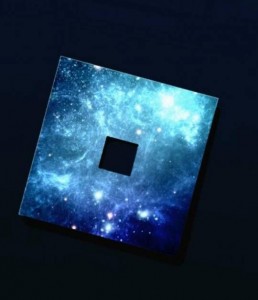 Создать мем: неоновый логотип роблокса, синий космос, темнота