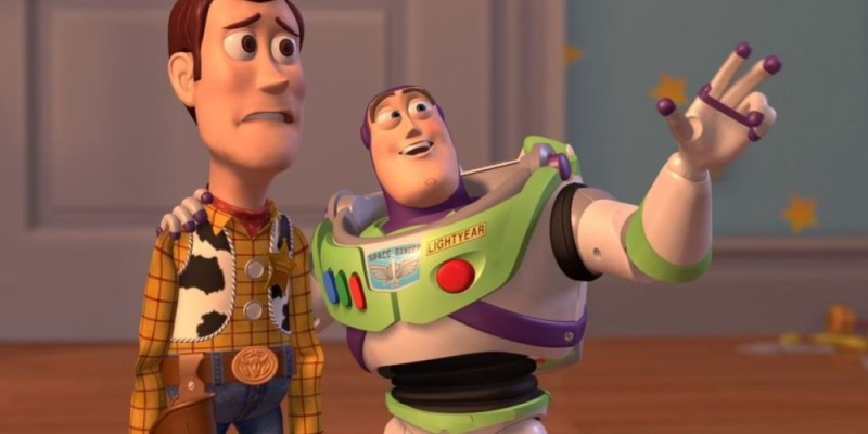 Create meme: meme toy story, they're everywhere meme, Woody and Buzz