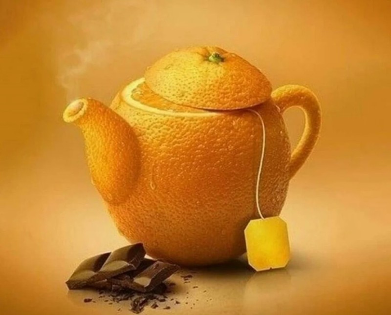 Создать мем: мужчине доброе утро, открытки с добрым утром, чайник апельсин в фотошопе